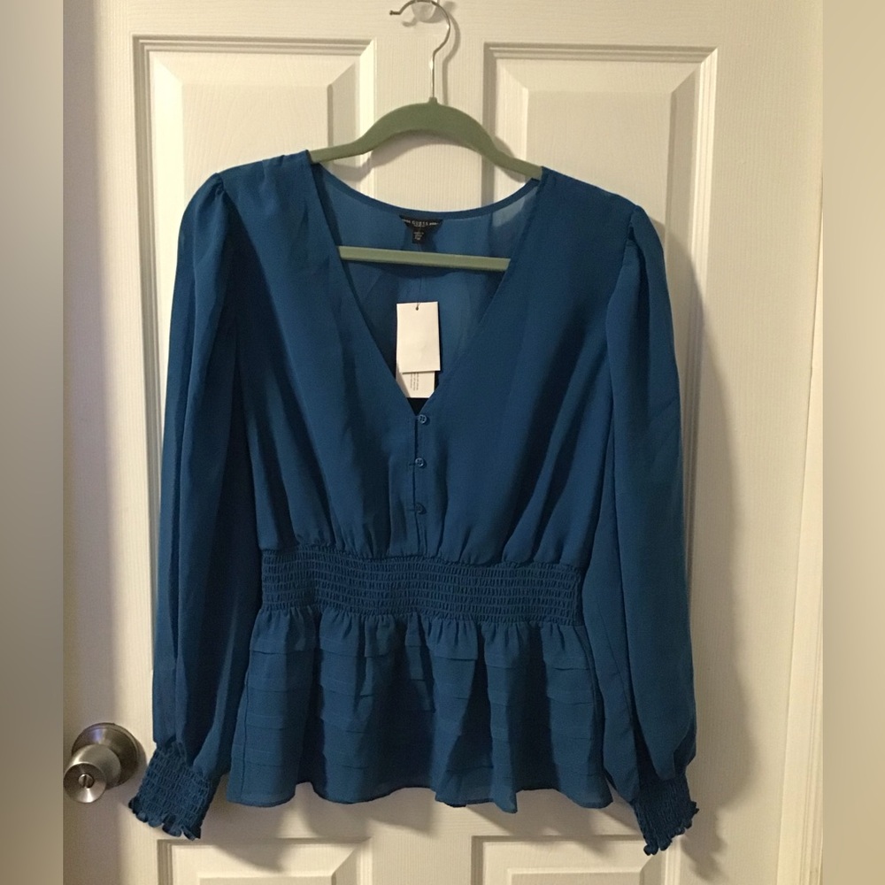 NWT! Guess Teal Button-Down Blouse